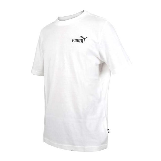 【PUMA】男基本系列ESS刺繡短袖T恤-歐規 休閒 慢跑 上衣 白黑(67597302)