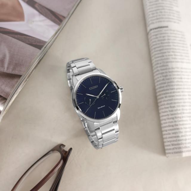 【CITIZEN 星辰】光動能 星期日期 礦石強化玻璃 日本機芯 不鏽鋼手錶 藍色 44mm(AO9040-52L)