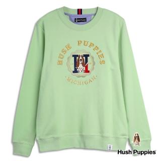 【Hush Puppies】男裝 上衣 經典品牌英文字刺繡狗長袖上衣(淺綠 / 34110109)