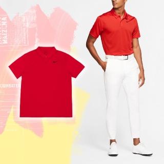 【NIKE 耐吉】Polo衫 Golf 男款 紅 黑 高球 短袖 上衣 吸濕 快乾 高爾夫 小勾(AJ5480-657)