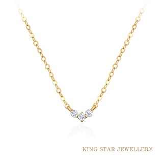【King Star】黃18K金 鑽石項鍊套鍊 輕珠寶