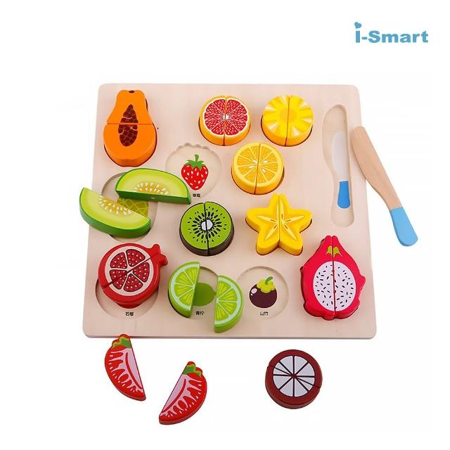 【i-smart】磁性原木切切樂家家酒拚盤(蔬菜/水果/甜點可選益智玩具)