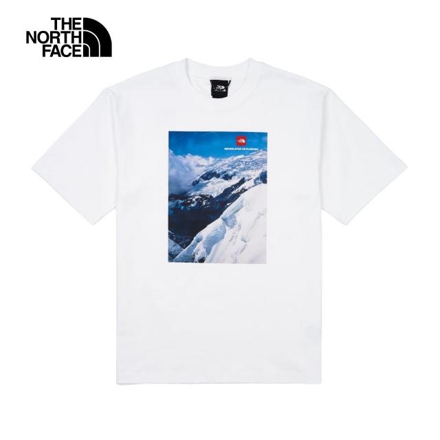 【The North Face 官方旗艦】北面UE男款白色風景畫LOGO印花短袖T恤｜83QKOB0