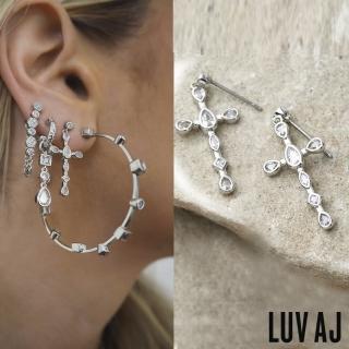 【LUV AJ】好萊塢潮牌 鑲鑽銀色十字架耳環 MINI BEZEL STONE CROSS STUDS(十字架)