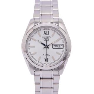 【SEIKO 精工】五號機機芯機械不鏽鋼錶帶手錶-銀面x銀色/37mm(SNKL51K1)