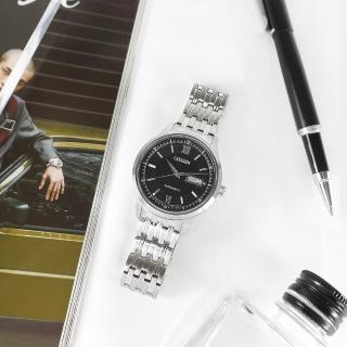 【CITIZEN 星辰】機械錶 自動上鍊 星期日期 藍寶石水晶玻璃 不鏽鋼手錶 黑色 40mm(NY4050-54E)