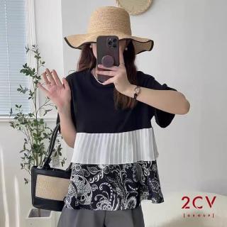 【2CV】現貨 變形蟲拼接棉質女上衣nu112(MOMO獨家販售)