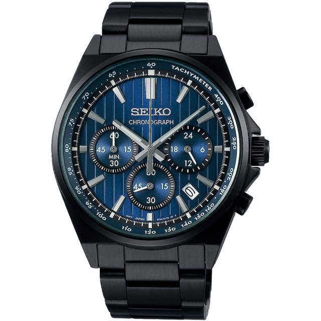 【SEIKO 精工】CS系列 條紋設計賽車三眼計時手錶-41mm 送行動電源(SBTR035J/8T63-01T0U)