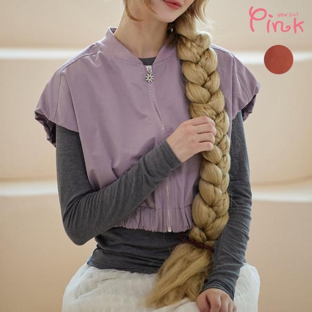 【PINK NEW GIRL】時尚落肩短版背心外套/外罩 N1711AD(2色)