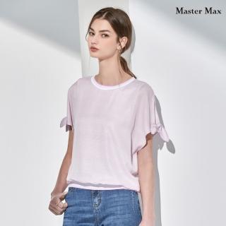 【Master Max】袖子綁結造型薄款細格短袖休閒上衣(8317019)