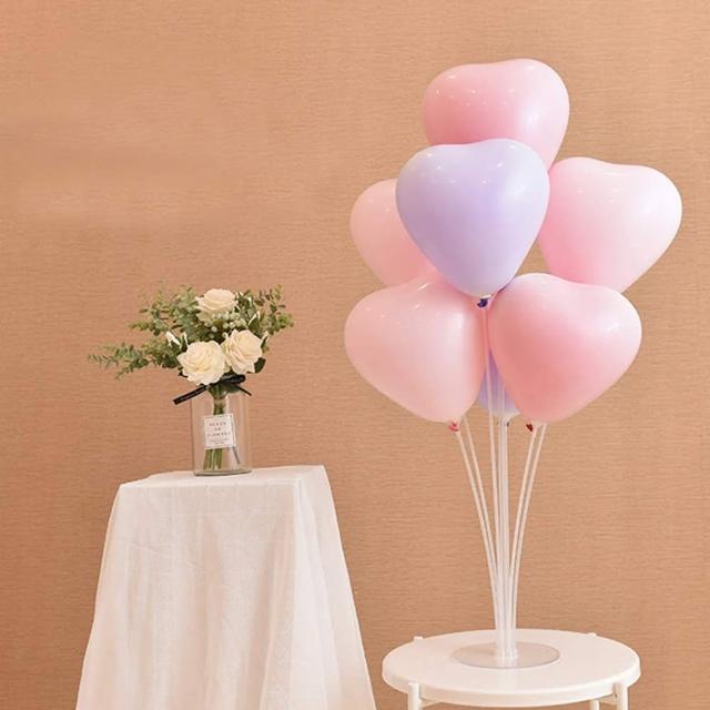粉嫩嫩馬卡龍愛心氣球桌飄1組(生日派對 求婚告白 畢業跨年 週年紀念 氣球樹 支架)