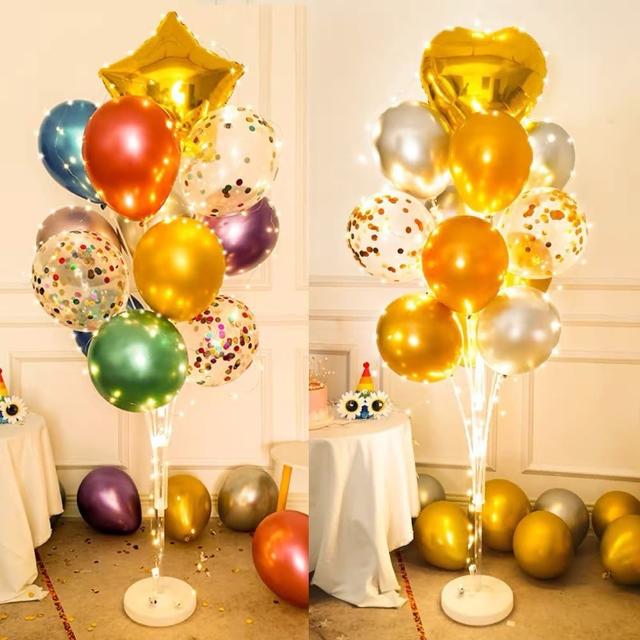 耀眼金屬色仿空飄氣球130cm地飄燈飾組1組(生日派對 求婚告白 畢業跨年 週年紀念 氣球樹 氣球支架)
