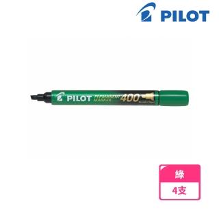 【PILOT 百樂】400型麥克筆-平頭 綠 SCA-400-G(4支1包)