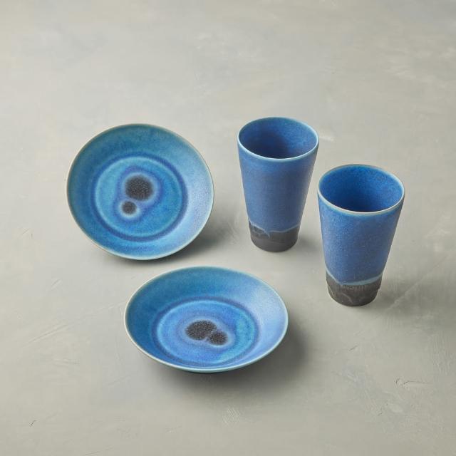 【安達窯】為藍系列 - 杯盤組 - 4件組禮盒裝(盤子+杯子)