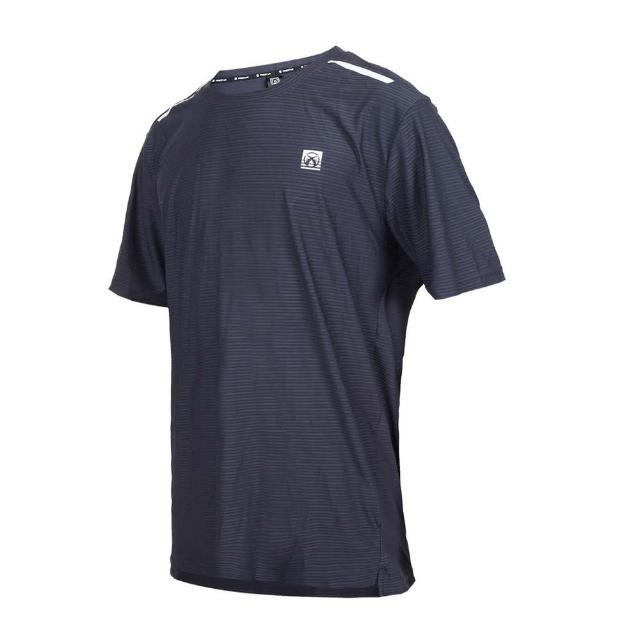 【FIRESTAR】男彈性圓領短袖T恤-慢跑 路跑 涼感 運動 上衣 反光 丈青銀(D3231-93)