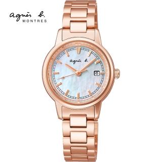 【agnes b.】法式簡約玫瑰金色 太陽能女錶 手錶 指針錶 禮物(V137-KZR0K/BY2012X1)