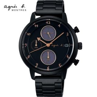 【agnes b.】法式熊貓錶 簡約太陽能計時腕錶 手錶 指針錶 禮物(VR43-KLJ0SD/BZ6005X1)