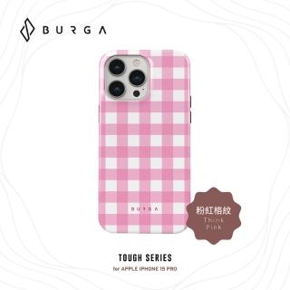 【BURGA】iPhone 15 Pro Tough系列防摔保護殼-粉紅格紋(支援無線充電功能)