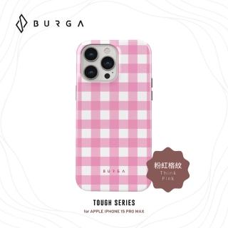 【BURGA】iPhone 15 Pro Max Tough系列防摔保護殼-粉紅格紋(支援無線充電功能)