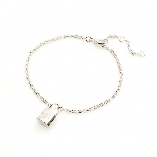 【Louis Vuitton 路易威登】Silver Lockit 鎖頭造型純銀手鍊(銀色)