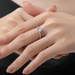 【MoonDy】S925純銀戒指 情侶戒指 戒指女生 生日禮物女生 鑽石戒指 六爪戒指 經典 結婚求婚戒 可調式戒指