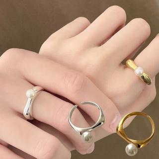 【MoonDy】珍珠戒指 純銀戒指 指環 開口戒指 日系戒指 韓國戒指 戒指女 INS戒指 小眾設計 個性指環