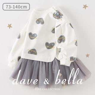 【Dave Bella】假兩件英文字愛心拼接紗裙洋裝(TM2308-220-DB3236292)