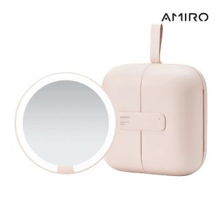 【AMIRO】Cube S 行動LED磁吸美妝鏡折疊收納化妝箱-粉色(化妝鏡 化妝包 新秘 彩妝師 旅行化妝鏡 包包鏡)