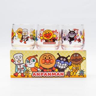 【ANPANMAN 麵包超人】玻璃水杯 兒童水杯 水杯 玻璃杯(3入禮盒組)
