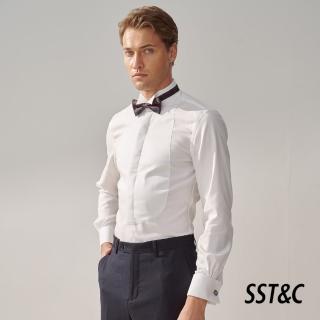 【SST&C 新品９折】米蘭系列 抗皺白色拼接禮服款修身版襯衫0312309007