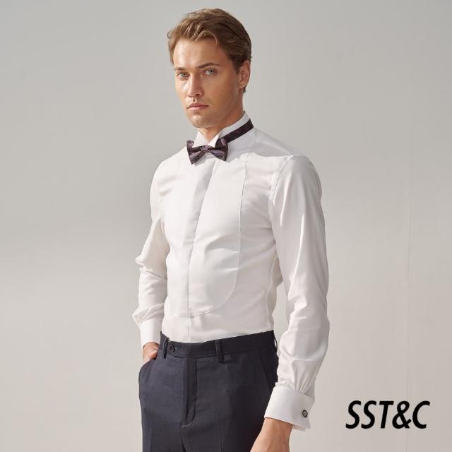 【SST&C 新品上市】米蘭系列 抗皺白色拼接禮服款修身版襯衫0312309007
