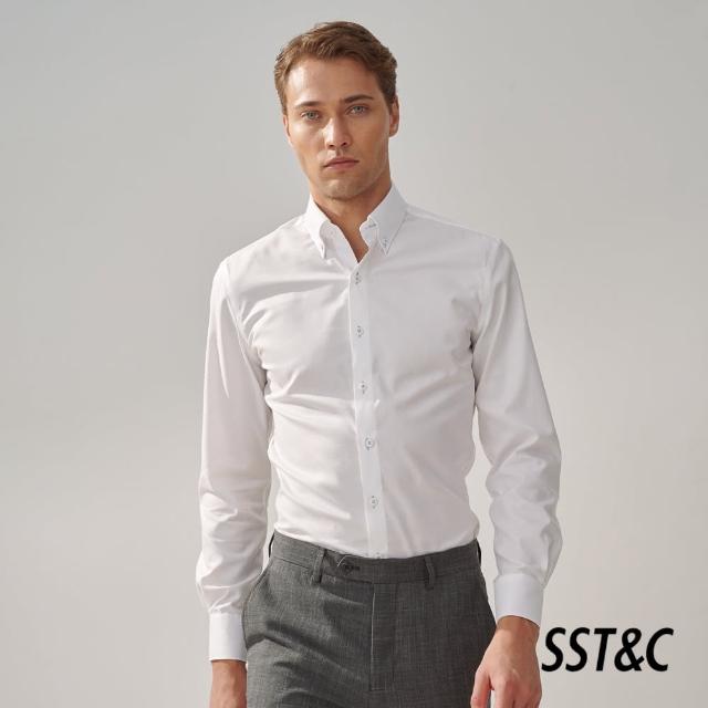 【SST&C 新品上市】米蘭系列 抗皺仿絲綢白色修身版襯衫0312309006