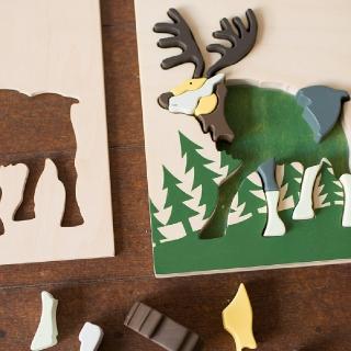 【eguchitoys】動物拼圖 - 麋鹿(木製兒童玩具 兒童禮物 禮盒 木質擺飾 木質立體拼圖)