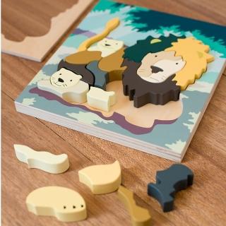 【eguchitoys】動物拼圖 - 獅子(木製兒童玩具 兒童禮物 禮盒 木質擺飾 木質立體拼圖)