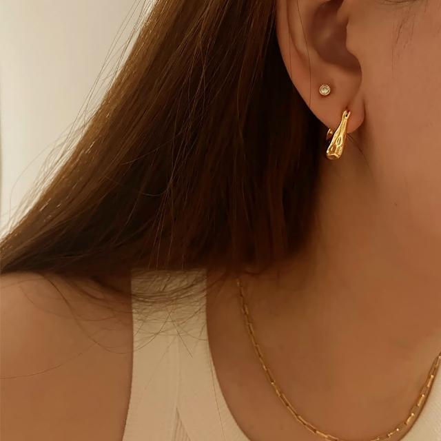 【CReAM】Fay黃銅鍍18K金色銀色 圓圈不規則女耳環(新年 過年 送禮 禮物)