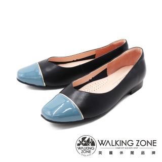 【WALKING ZONE】女 方頭拼色娃娃鞋 包鞋 女鞋(黑藍)