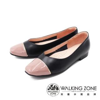 【WALKING ZONE】女 方頭拼色娃娃鞋 包鞋 女鞋(黑粉)
