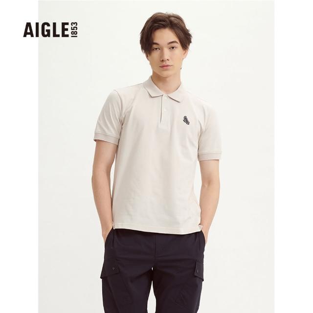 【AIGLE】男 快乾短袖POLO衫(AG-3P114A138 淺卡其)