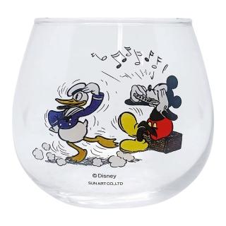 【sunart】迪士尼 復古漫畫系列 不倒翁玻璃杯 米奇&唐老鴨(餐具雜貨)