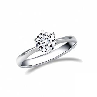 【City Diamond 引雅】『經典六爪』14K天然鑽石50分白K金戒指 鑽戒