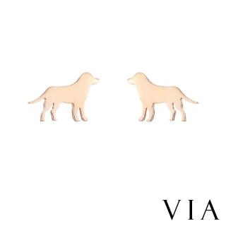 【VIA】白鋼耳釘 獵犬耳釘/動物系列 黃金獵犬狗狗造型白鋼耳釘(玫瑰金色)