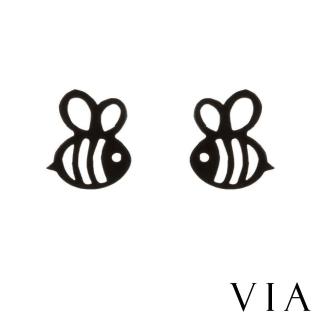 【VIA】白鋼耳釘 蜜蜂耳釘/昆蟲系列 卡通小蜜蜂造型白鋼耳釘(黑色)