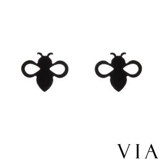 【VIA】白鋼耳釘 蜜蜂耳釘/昆蟲系列 迷你小蜜蜂造型白鋼耳釘(黑色)