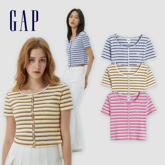【GAP】女裝 Logo羅紋針織短版短袖T恤 女友T系列-多色可選(598855)
