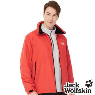 【Jack wolfskin 飛狼】男 輕量 抗風防潑水連帽保暖外套 天鵝絨磨毛內裡(橘紅)