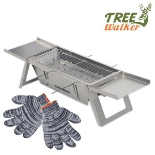 【TreeWalker】雙側桌秒開不鏽鋼燒烤爐(柴火爐、烤肉架、烤肉爐)