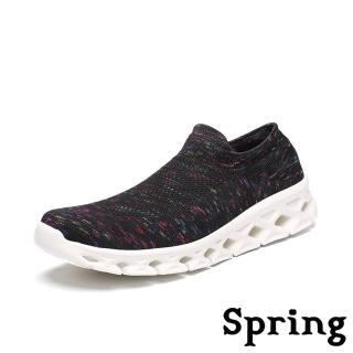 【SPRING】超輕量3D飛織襪套式高彈力刀切大底運動休閒鞋(彩黑)