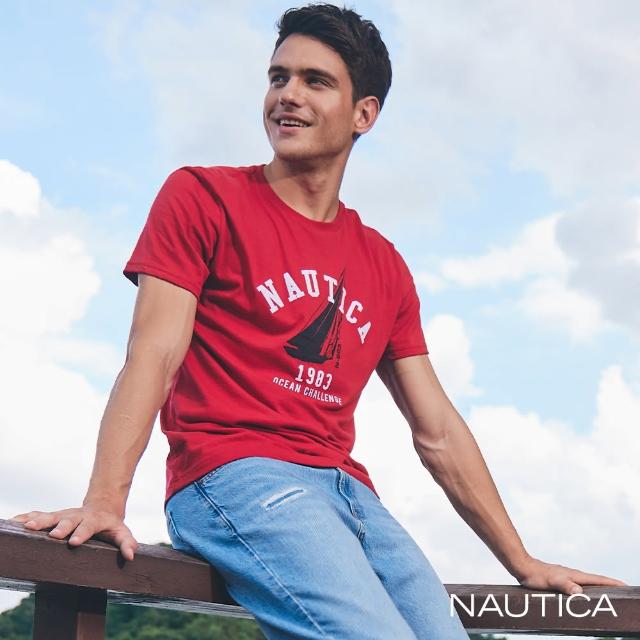 【NAUTICA】男裝 經典帆船LOGO簡約短袖T恤(紅色)