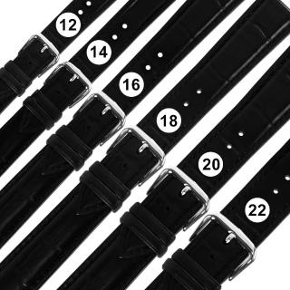 【Watchband】12.14.16.18.20.22 mm / 各品牌通用 義大利進口 壓紋牛皮錶帶(黑色)
