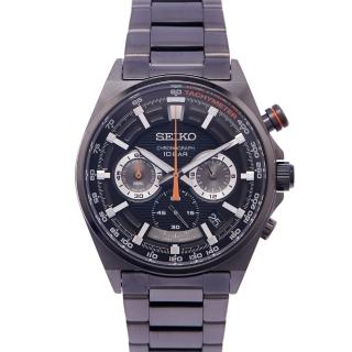 【SEIKO 精工】CS系列 三眼計時不鏽鋼錶帶手錶-黑面X黑色/41mm(SSB399P1)